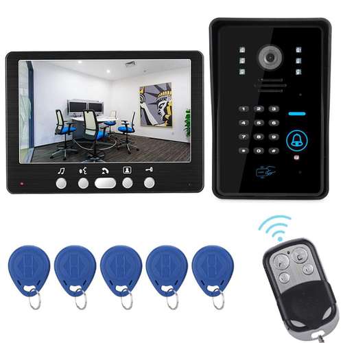 7寸有线可视对讲门铃别墅视频监控密码刷卡遥控开锁电子 安防