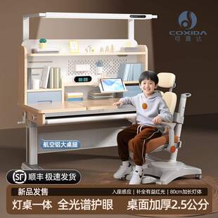 德国Coxida儿童学习桌中小学生书桌学儿童写字桌椅套装灯桌一体