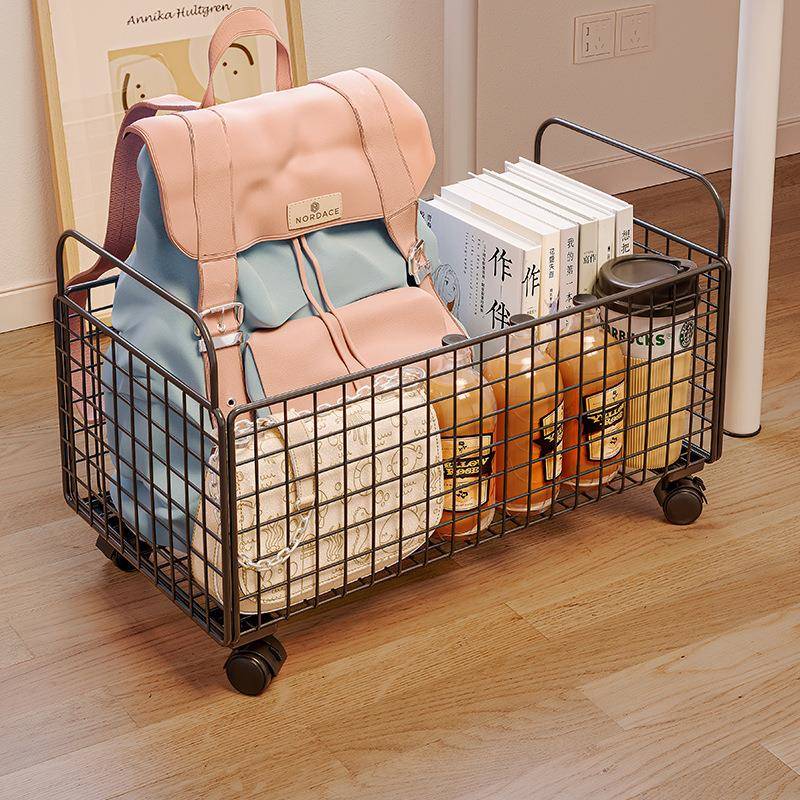 书包置物架书架办公室可移动书桌下收纳架铁艺小推车工位放包神器
