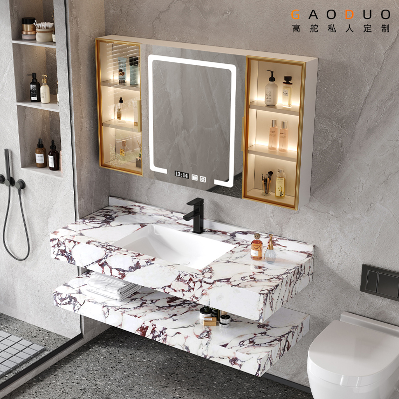 高舵岩板陶瓷一体盆奶油风