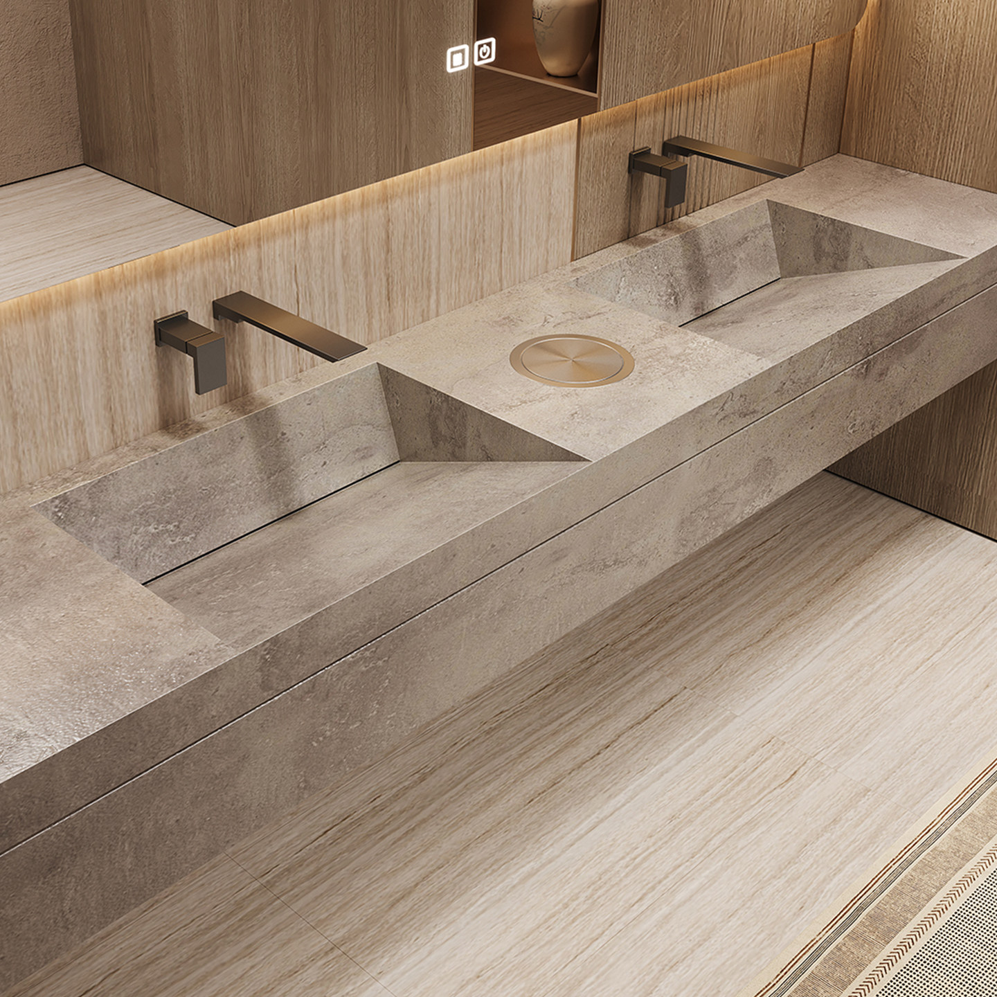 定制岩板一体无缝盆浴室柜组合卫生间公用洗漱台单双盆洗脸洗手池,家装主材,浴室柜组合,淘宝优惠券,粉丝福利购,淘宝优惠卷