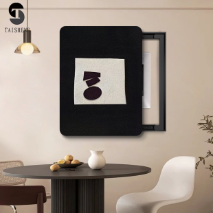 中古风电表箱装饰画竖款极简抽象遮挡配电箱电闸盒砂岩肌理壁挂画