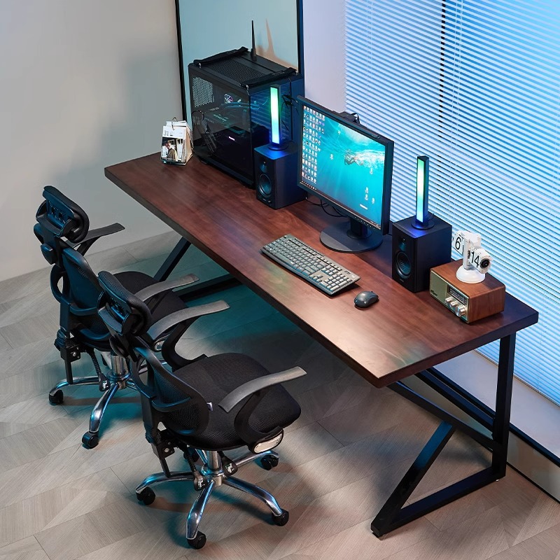 严选家用客厅实木电竞桌工作室双人办公桌椅卧室书房台式电脑桌椅