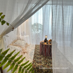 2026绑绳款老式床蚊帐三开门纯棉宫廷落地卧室用茶室围床幔床蚊氛