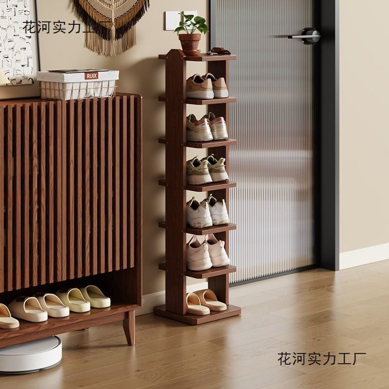 实木窄边多层鞋架客厅玄关收纳