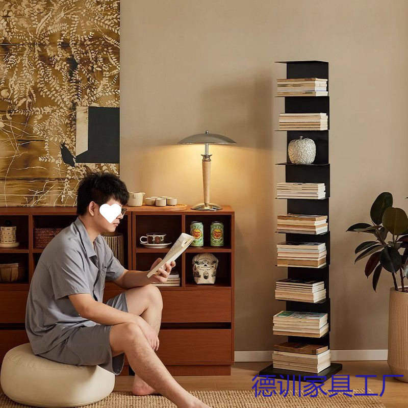 转角简易书架人落地置物架创意铁艺网红客厅北欧隐形收藏2316