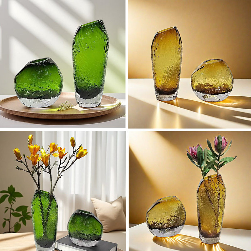 轻奢创意浮冰艺术花瓶摆件客厅插花样板间玄关装饰琉璃花瓶花器,电子元器件市场,电线扎带/束线带,淘宝优惠券,粉丝福利购,淘宝优惠卷
