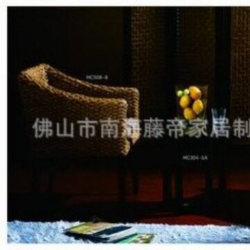 北欧藤编单人沙发椅马鞍编藤椅阳台休闲麻绳扶手靠背懒人椅子户外
