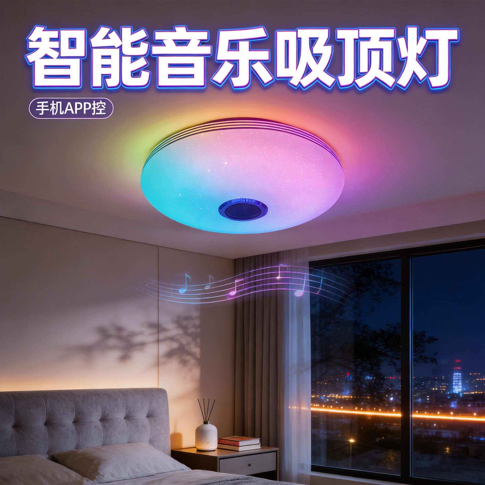 智能蓝牙RGB卧室吸顶灯100W