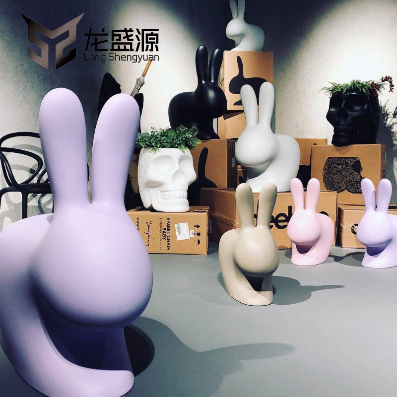玻璃钢兔子儿童座椅美陈摆件