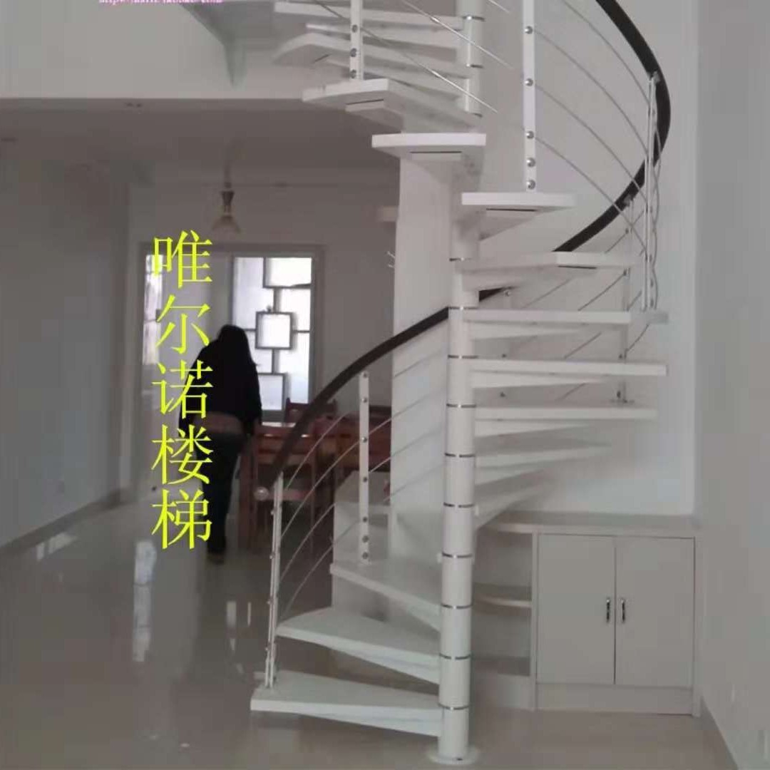 欧式风格家用经济型室内钢木旋转结合楼梯阁楼坚固美式风格