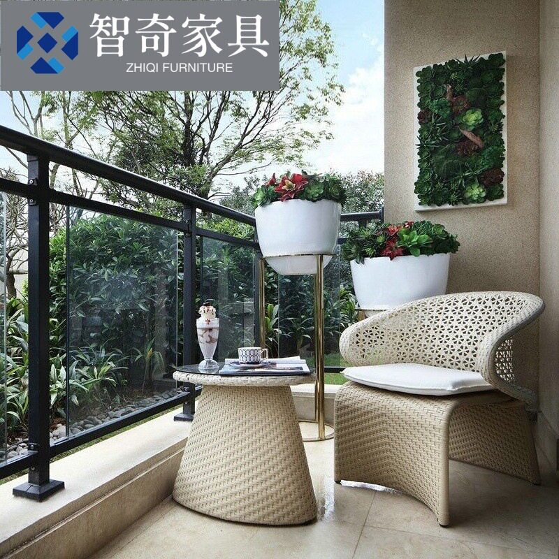 户外休闲高端藤编沙发酒店别墅庭院花园室外防水防晒沙发藤椅组合