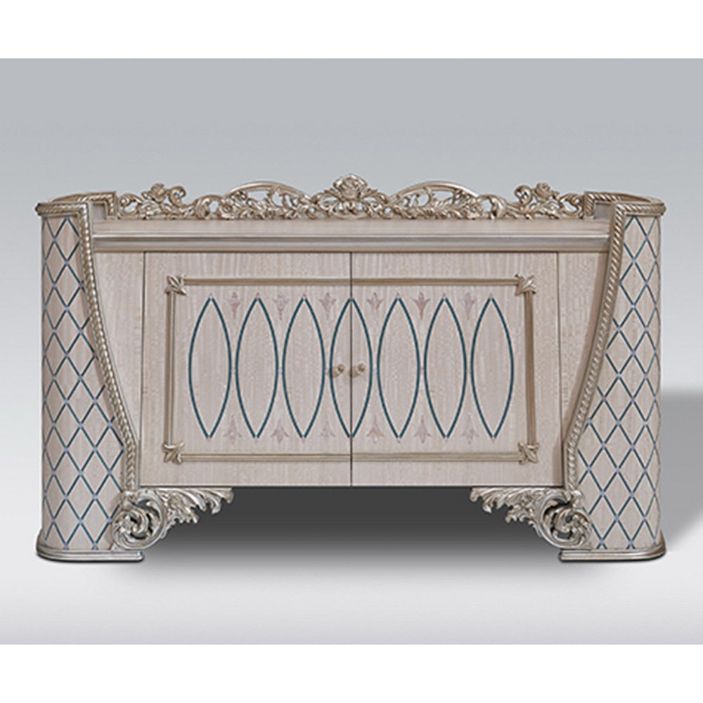 高端别墅法式轻奢宫廷风实木雕花餐边柜客厅一体靠墙置物柜