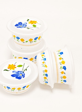 凯天餐盒美式一次性花语系列700-1700ml高盖圆碗汤粉面打包盒