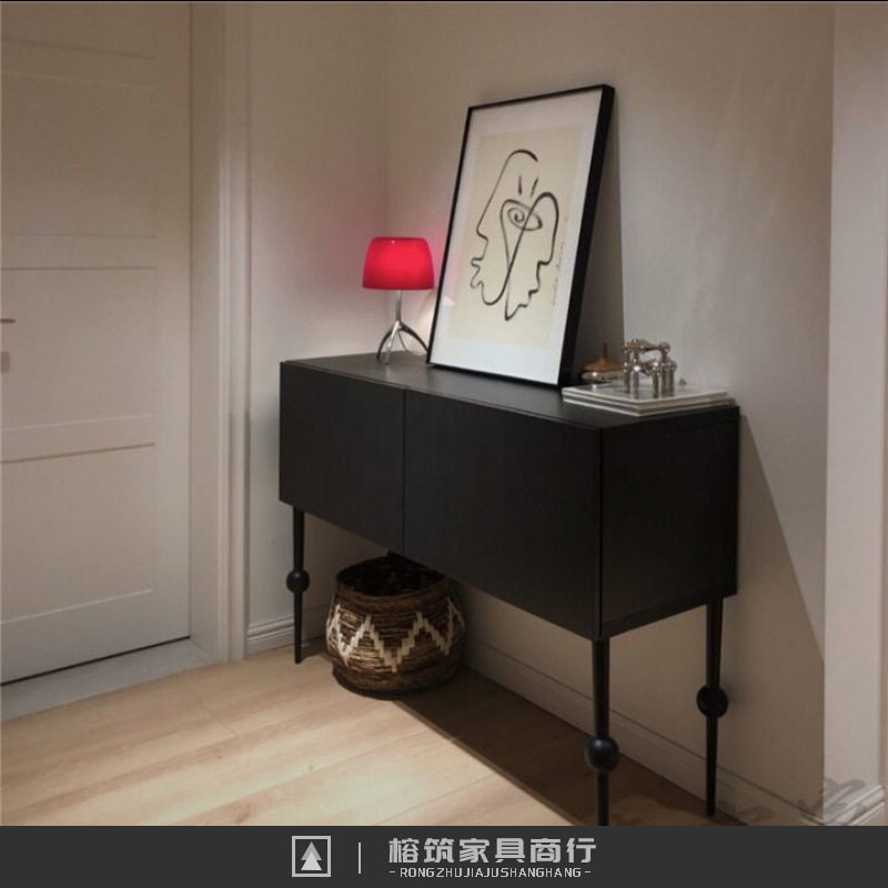 简约储物柜收纳柜ins风卧室边柜客厅玄关柜小户型美式靠墙餐边柜