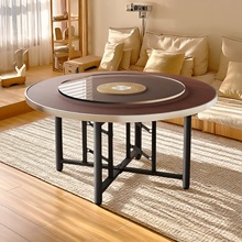 加厚实木折叠大圆桌面板吃桌子15人20饭桌带转盘10人家用圆形餐桌