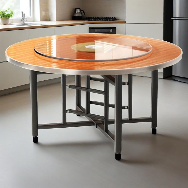 实木大圆桌面板家用带转盘酒店小户型吃饭桌子折叠饭店圆形餐桌面