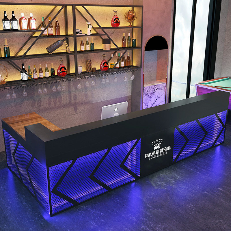 吧台收银台酒吧餐厅复古转角铁艺烧烤店台球厅商用复古工业风靠墙