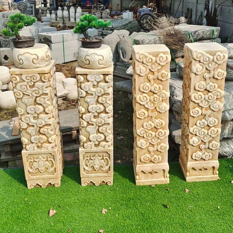 石雕花架汉白玉仿古柱墩石墩底座石墩子盆景底座庭院户外石头花架