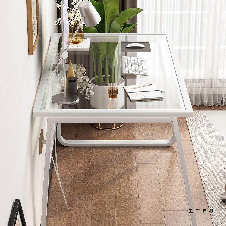 现代电脑台式钢化玻璃办公桌简约学生书桌化妆家用经济型写字台桌
