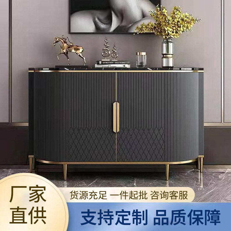 极简轻奢玄关柜客厅入户美式餐边柜大理石鞋柜简约现代实木装饰柜
