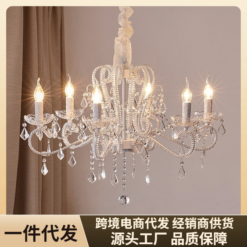 美式水晶吊灯铁艺客厅灯法式轻奢创意个性主卧室餐厅灯具2026新款