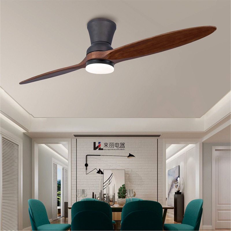 两叶实木吸顶吊扇家用简约餐厅风扇灯一体客厅电扇灯卧室变频批发