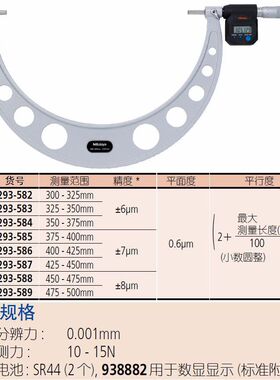 日本三丰数显外径千分尺293-582 583 584 585 586 588 587 589