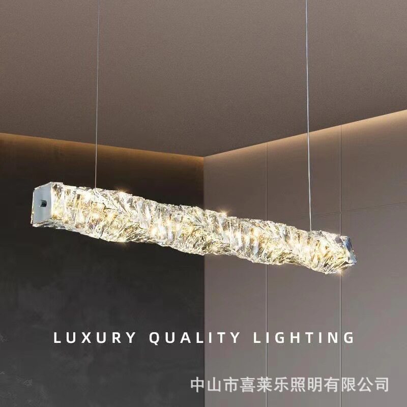 现代轻奢水晶长条餐厅吊灯