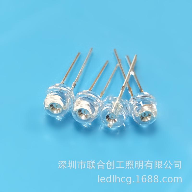 5mm白发红草帽红光绿光蓝光高亮直插led灯珠f5高亮草帽红光