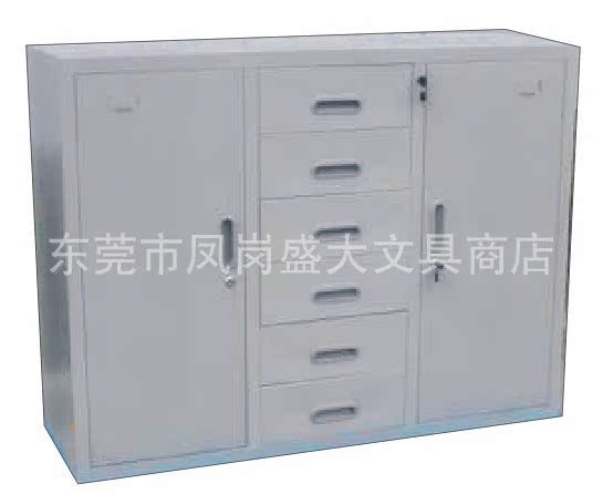 左右掩门中六抽铁皮文件柜