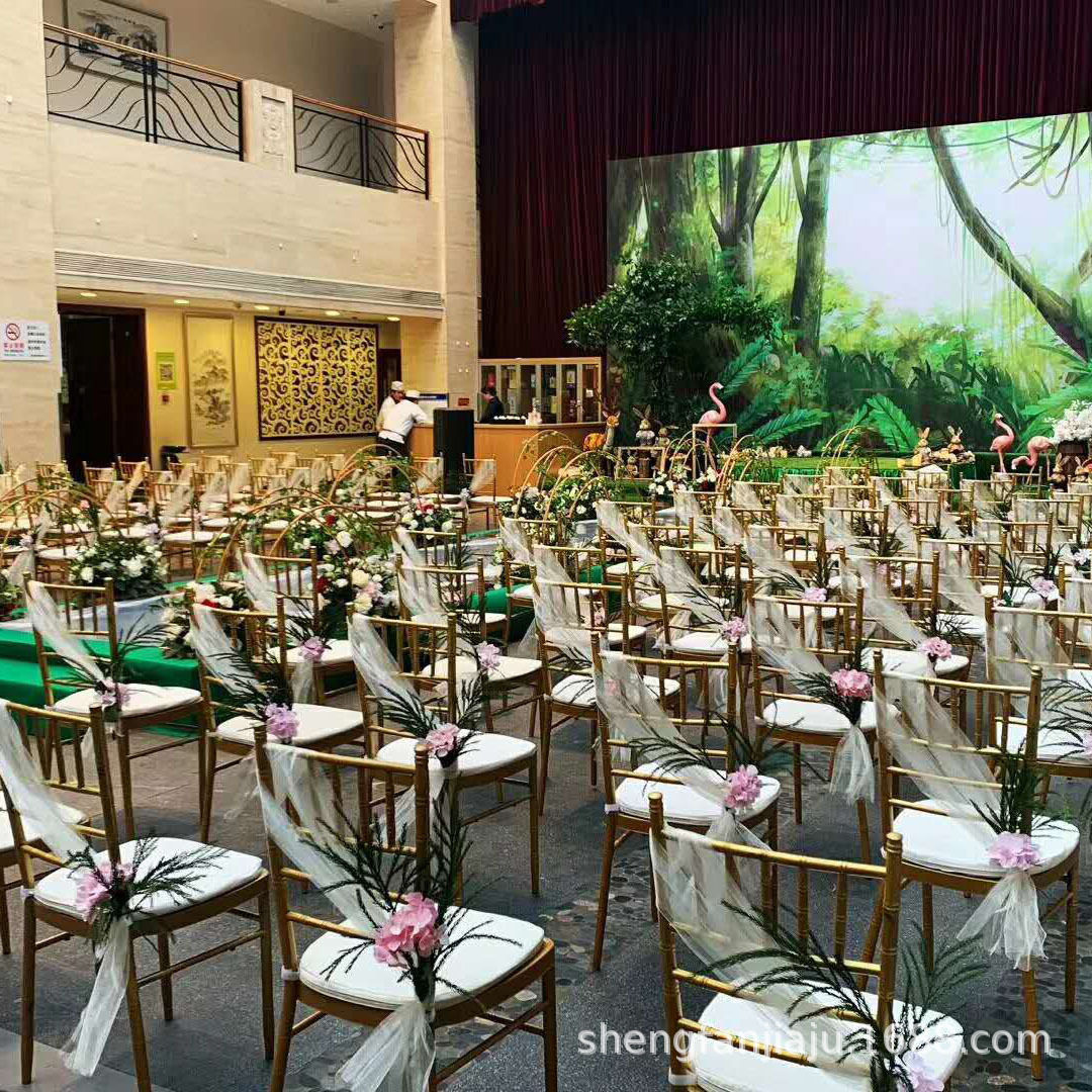 工厂直供竹节椅户外椅子铁艺餐椅婚庆婚礼椅金色白色道具轻奢家用