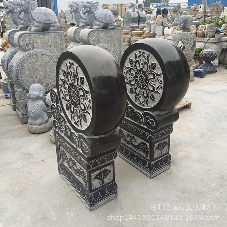 仿古青石抱鼓石门墩一对