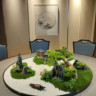 餐桌摆件装饰品饭店酒店大圆桌中间转盘摆花餐厅摆设微缩景观摆台