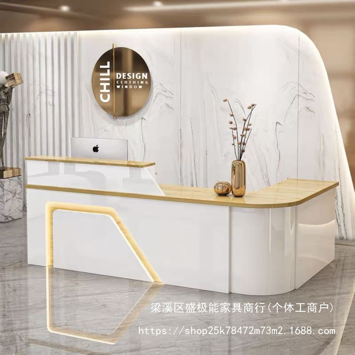 前台桌接待台吧台收银台服务台柜台圆弧店铺小型水果店超市美容院