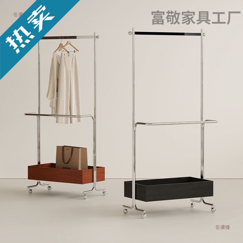 中古落地衣架现代不锈钢挂衣架衣帽架卧室移动家用收纳置物衣帽架