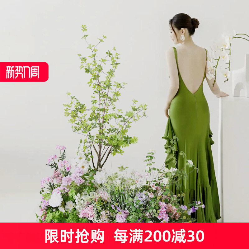 角落装饰花堆造景花丛植物园景餐厅橱窗装饰仿生插花吊钟仿真盆景