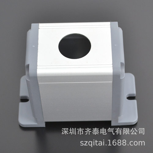 QH30-1-1弯盖带底座按钮盒防水防尘阻燃45*45银白色防油厂家直发
