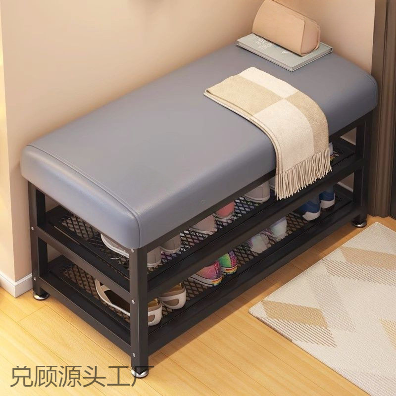 玄关入户铁艺换鞋凳带鞋架