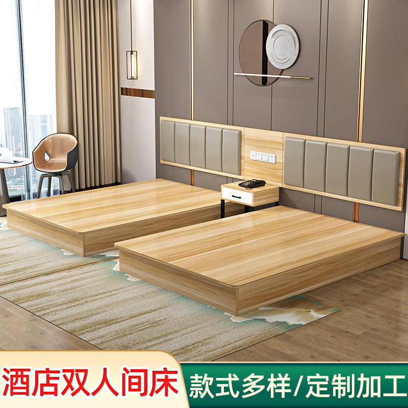 家具板式床箱单双人房标间全套组合宾馆公寓出租房床厂家公寓床图片