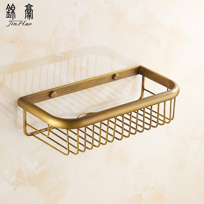全铜仿古欧式浴室长方形置物架