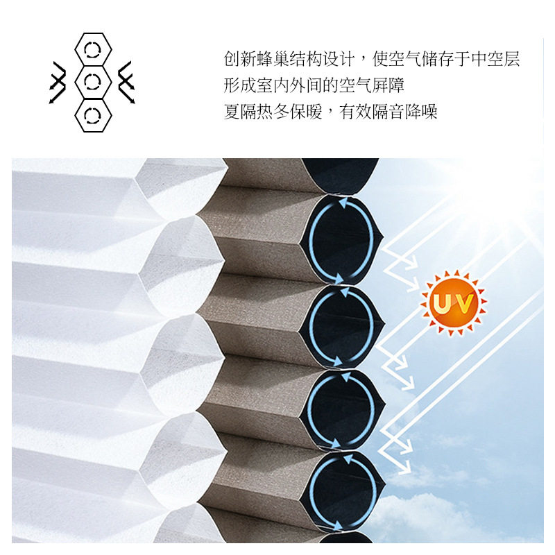昕璧辉免打孔日夜蜂巢帘卧室客厅书房电动百叶窗帘隔热遮阳蜂窝帘
