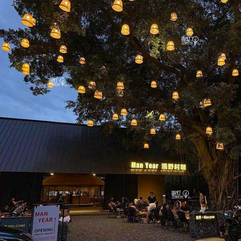 手工竹篮灯笼吊灯中式景区装饰灯江南小院文旅露营户外防水挂树灯