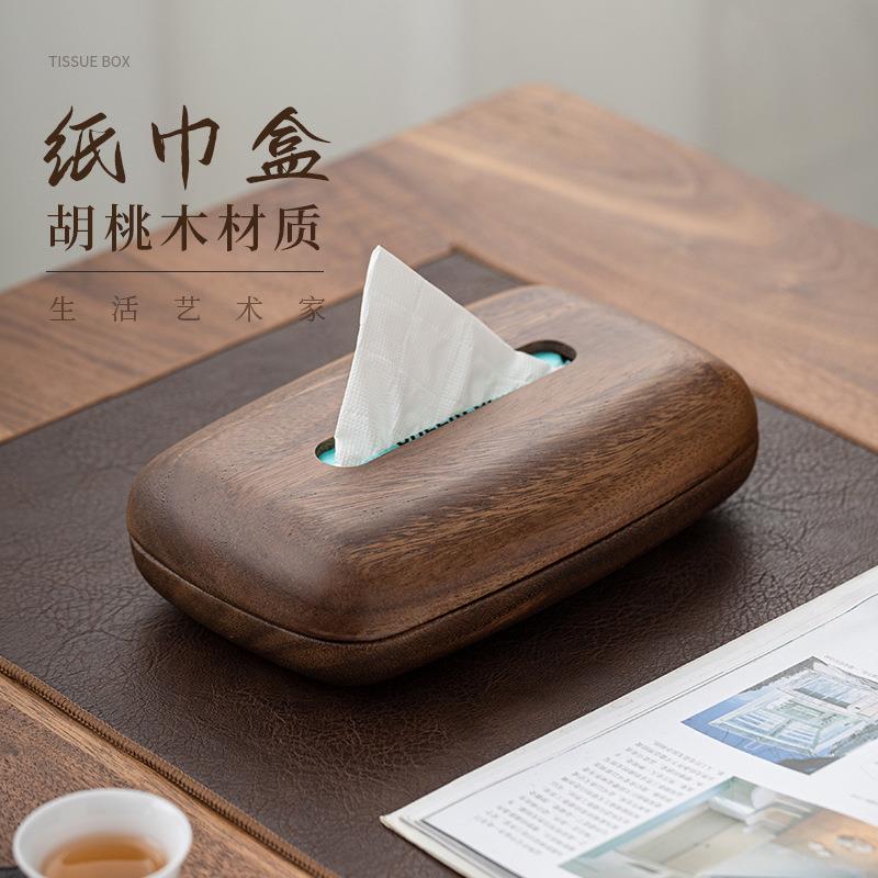 胡桃木纸巾盒桌面摆件茶几抽纸盒实木纸巾盒家用客厅中式餐巾盒图片