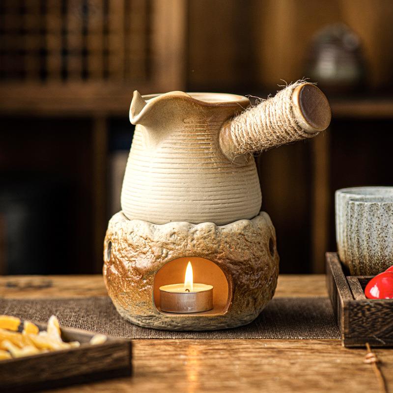围炉煮茶中式陶瓷温茶炉茶具套装室内家用蜡烛加热烤奶罐罐温茶壶