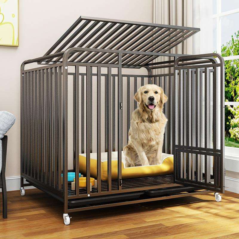 狗笼子中大型犬小型犬全方管狗笼室内加粗宠物笼带厕所铁笼子