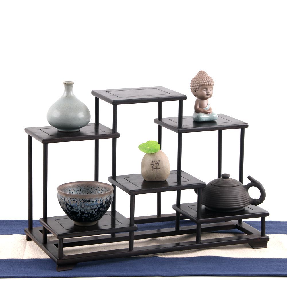 紫光檀榫卯多宝古玩茶壶架