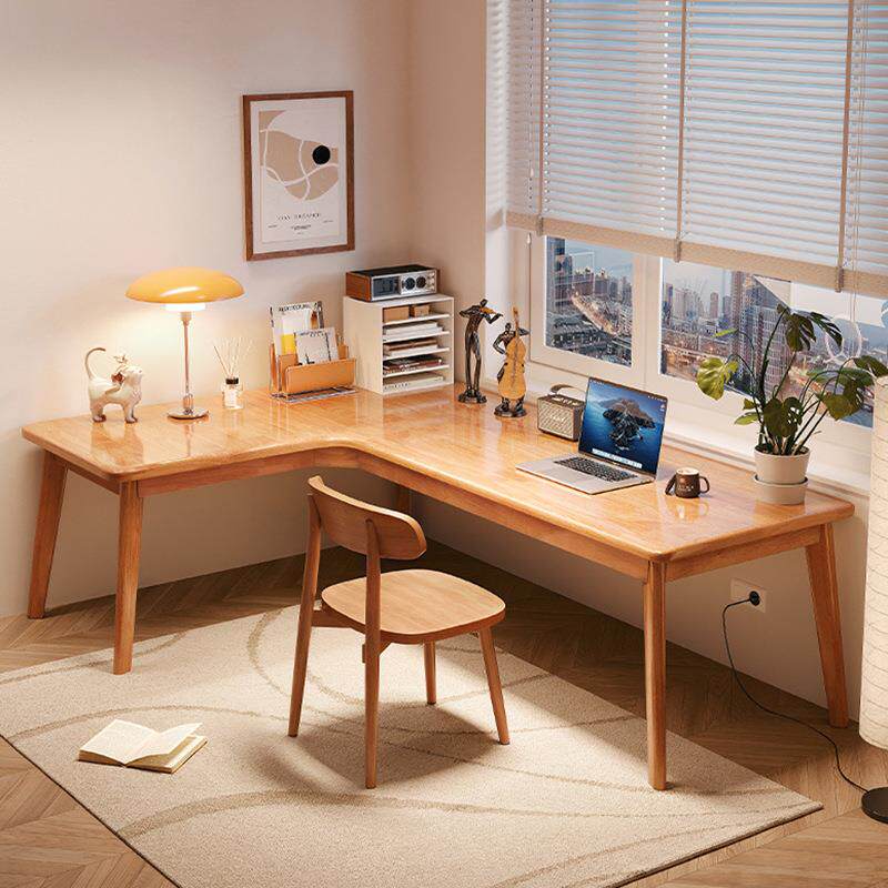转角电脑桌全实木台式L型家用办公桌卧室简约拐角学习书桌椅组合