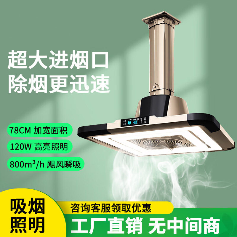 棋牌室吸烟灯直排式空气净化器灯麻将房馆桌灯专用除烟升降吊灯