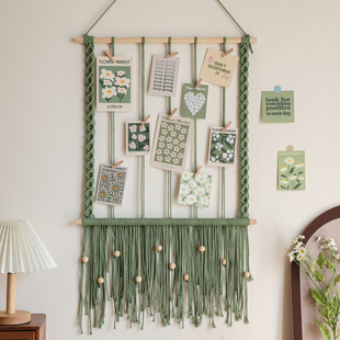 照片展示编织挂毯ins手工流苏壁挂照片背景墙装饰幼儿园环创壁饰